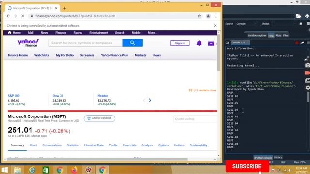 Yahoo Finance Bot || Python Coding || Auto update stocks values смотреть онлайн