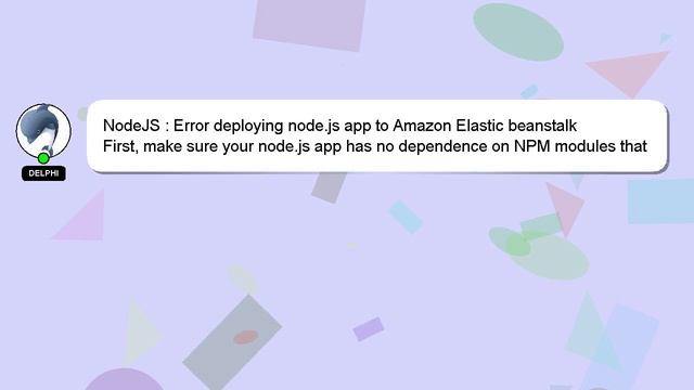 NodeJS : Error deploying node.js app to Amazon Elastic beanstalk смотреть онлайн