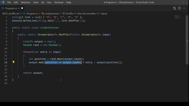 Shuffle any list in C# смотреть онлайн