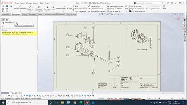 CAO 3 - Mise en plan de vue éclatée - Solidworks смотреть онлайн