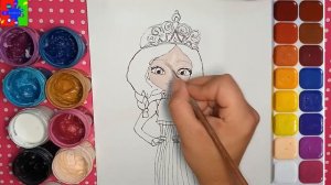 Аленка из мультика Царевны. Раскраска для детей