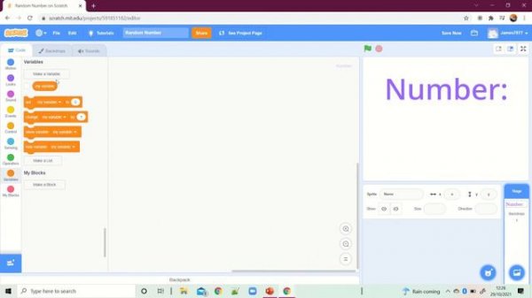 How to make a random number generator in scratch || Random Loud || Use of Variables.