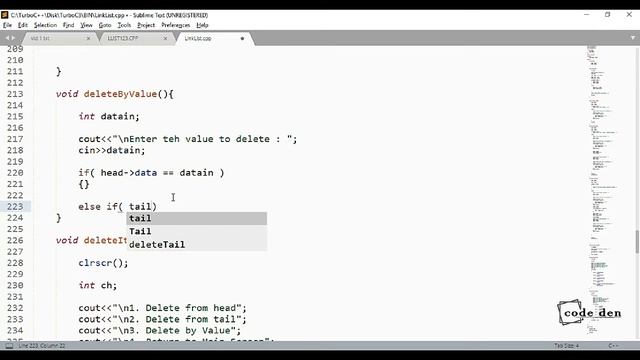 LINKED LIST : Implementation In C++ (delete nodes ) смотреть онлайн