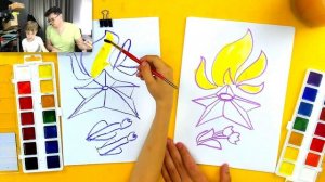 Рисуем Вечный огонь на День победы красками для детей