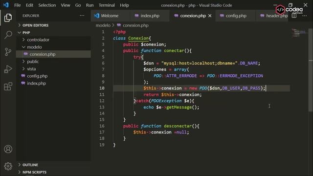 Testing de conexión a la base de datos - MVC PHP-MySQL Página Web смотреть онлайн