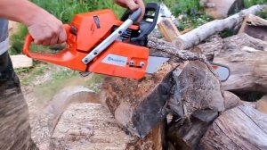 НОВАЯ БЕНЗОПИЛА. ОБКАТКА и Первый распил дерева. Husqvarna 365.