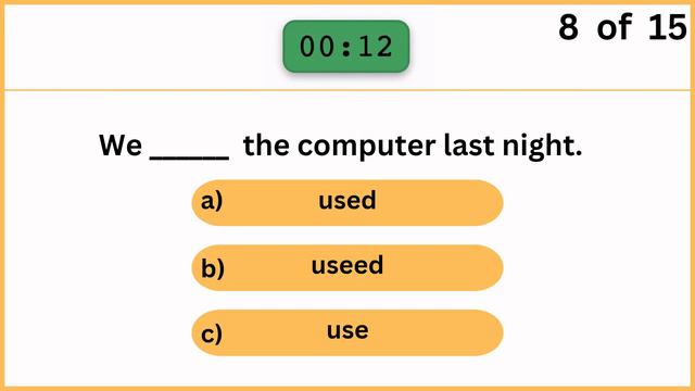Past Simple Tense Quiz 15 Questions смотреть онлайн
