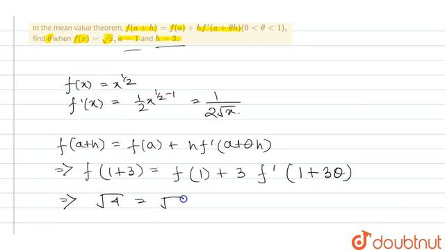 In the mean value theorem, f(a+h)=f(a)+hf'(a+theta h) (0 lt theta lt 1), find theta whenf(x)=sqr... смотреть онлайн