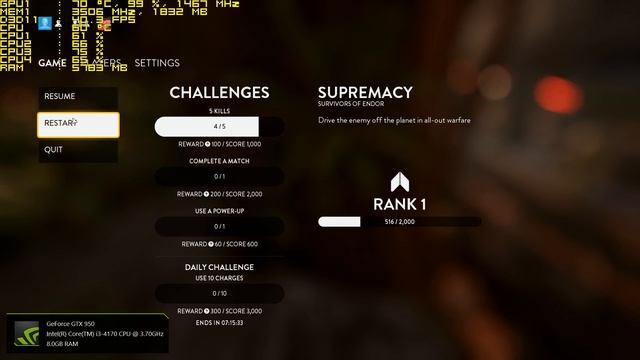 Battlefront - i3 4170 / GTX 950 1080p Ultra смотреть онлайн