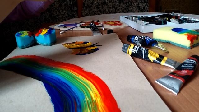 Рисуем губкой быстро и красиво. смотреть онлайн