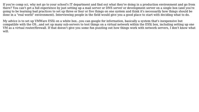 What should a computer science student include/run on his first server to learn the most? смотреть онлайн