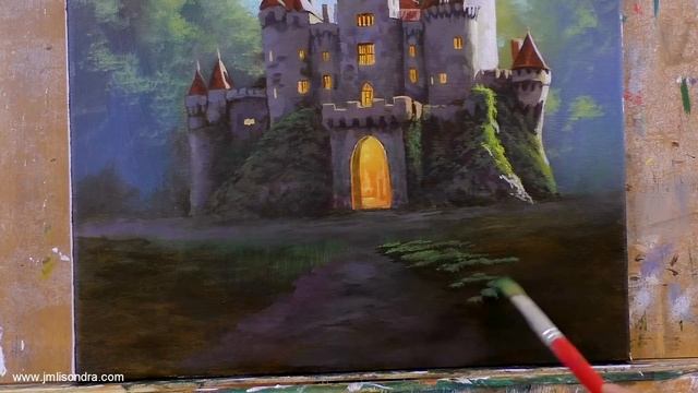 How to Paint an Old Castle in the Forest in Acrylics / Time-lapse / JMLisondra смотреть онлайн