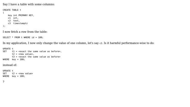 Databases: Is it harmful to update columns which aren't changed? смотреть онлайн