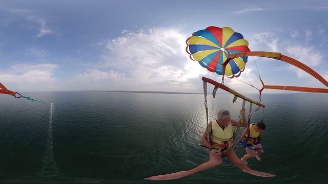 360° Парасейлинг. (Parasailing). Полёт на парашюте за катером. Кучугуры 2021г. смотреть онлайн