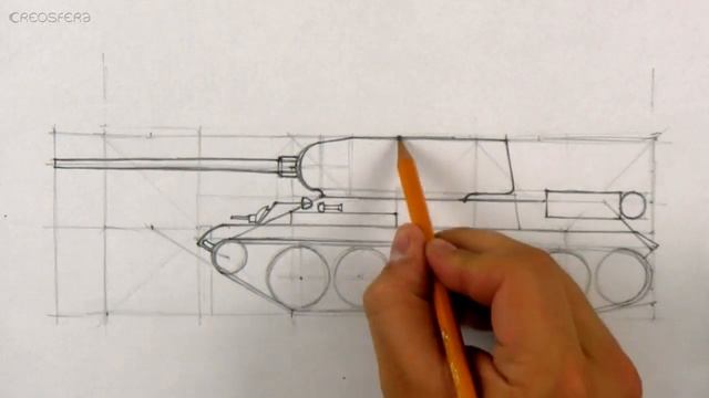How to draw tank T-34 - drawing tutorial (part 1) смотреть онлайн