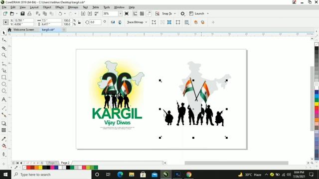 Kargil vijay Divas Design 2021 | Coreldraw tutorial in hindi смотреть онлайн