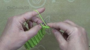 Эластичное закрытие петель резинки 2х2 спицами.