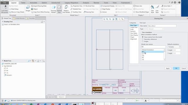 PTC Creo 5 : Symmetry lines on a drawing смотреть онлайн