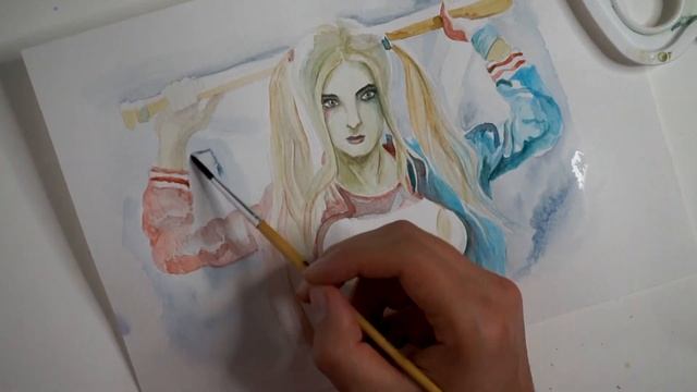 Рисунок Харли Квин - Harley Quinn -  FanArt WaterColor