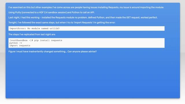 Can't Import Requests into Python: ImportError no module named urllib3 смотреть онлайн