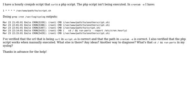 Cronjob problem executing php script смотреть онлайн