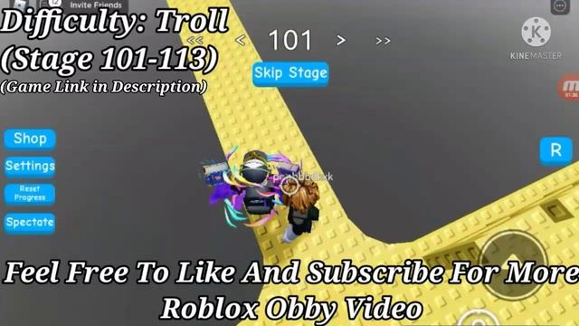 Roblox Troll Jump Per Difficulty Chart Obby (Stage 101-113) [Roblox Obby] смотреть онлайн