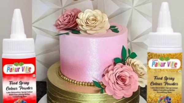golden spray colour cake decorating