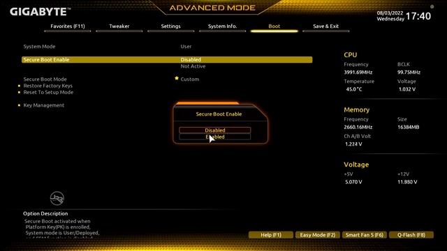Enable TPM and Secure Boot - Gigabyte UEFI BIOS (Intel) смотреть онлайн