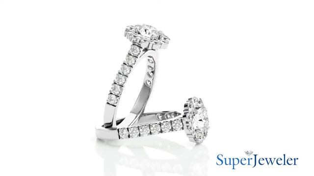 SuperJeweler | 1 1/2 Carat Halo Moissanite Engagement Ring In 14 Karat White Gold смотреть онлайн