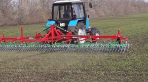 Боронование озимой пшеницы - борона акцент 9м
