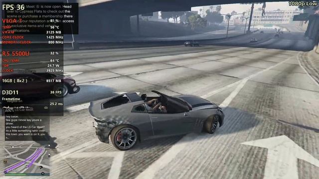 GTA 5 - RYZEN 5 5500U - 16GB RAM - RADEON 7 - BENCHMARK