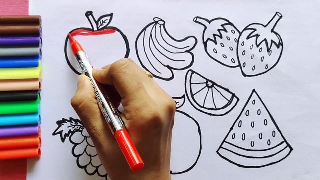 Learn How to Draw Fruits / Learn Fruits&Colors Name / Drawing Coloring Painting for Kids & Toddlers смотреть онлайн