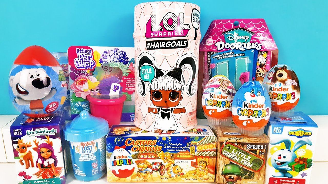 15 Киндер Сюрпризов, Unboxing Kinder Surprise LOL HAIRGOALS, Мимимишки, СМЕШАРИКИ, куклы ЛОЛ, Барби