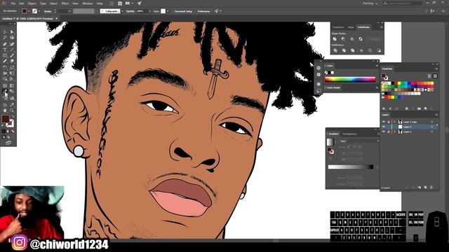How To Cartoon Yourself !- Step By Step 21 Savage Tutorial ( ADOBE ILLUSTRATOR ) смотреть онлайн