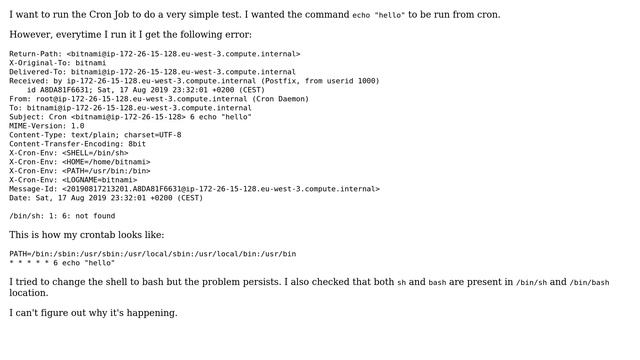 Unix & Linux: Cron error: /bin/sh: 1: 6: not found смотреть онлайн