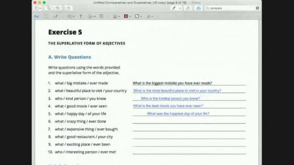 Grammar Practice--Comparatives and Superlatives Part 2