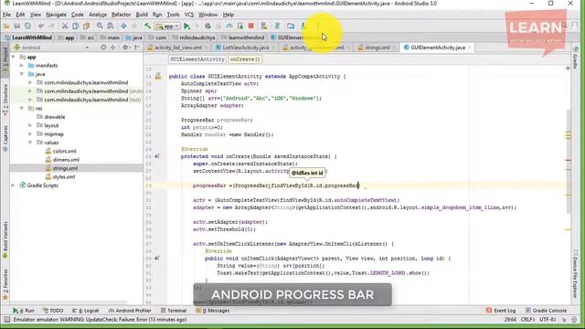 #Android App Development Tutorial in Hindi-31- Android Progress Bar -Learn with Milind-हिंदी смотреть онлайн