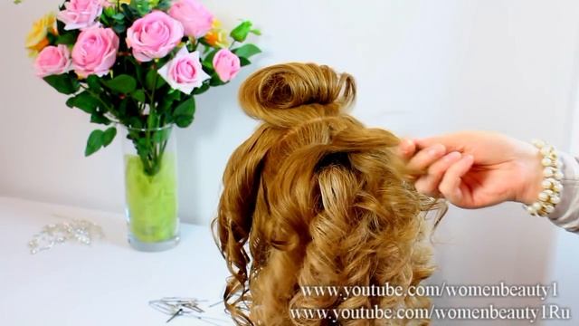 Bridal hairstyle for long hair. Tutorial смотреть онлайн