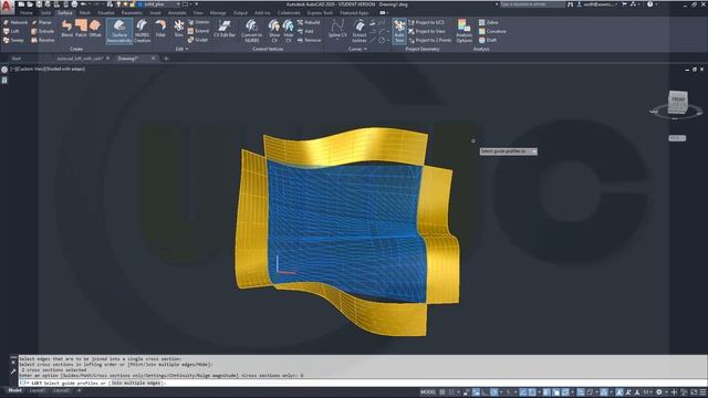 Loft with Guides and Continuity - Autocad 2020 Training - Surfaces смотреть онлайн