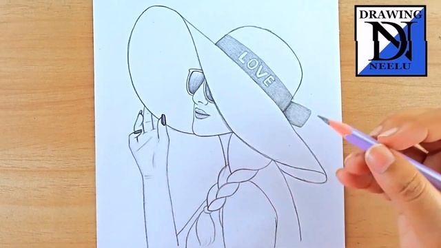 How to draw a Girl wearing hat - Step by Step || Pencil sketch tutorial || Easy drawing || Drawing смотреть онлайн