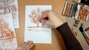 ГРАФИКА | САНГИНА и СЕПИЯ - любимые графические материалы ЛЕОНАРДО ДА ВИНЧИ | рисуем ПЕЙЗАЖ САНГИНО