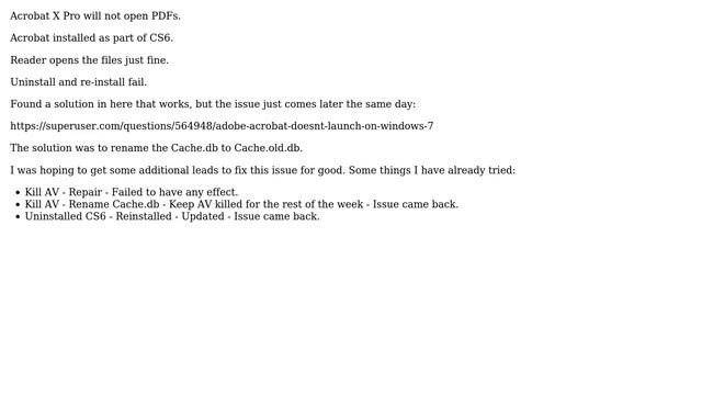 Adobe Acrobat X Pro will not open - No Error смотреть онлайн