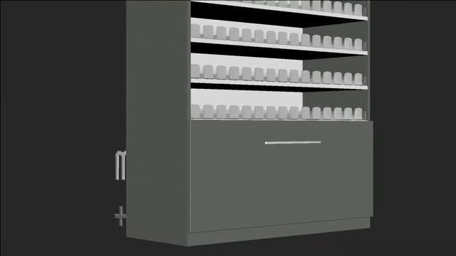 Шкаф для сигарет с рулонной шторкой