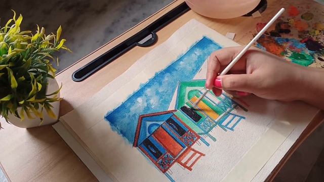 Tropical Paradise Beach....||Acrylic Painting For Beginners....||Seascape Painting....#23 смотреть онлайн
