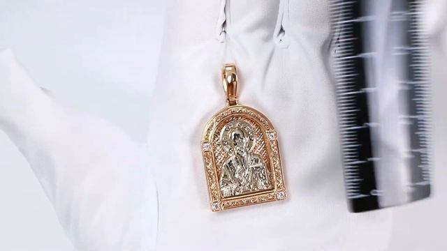 Золотая подвеска-иконка Святитель Николай Чудотворец ТД Эстет с фианитом 01П160485 смотреть онлайн
