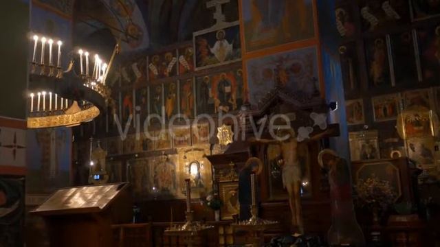 Candelabrum in Trinity Cathedral Paul of Thebes Holy Dormition Pochaiv Lavra Burning Candles in a смотреть онлайн