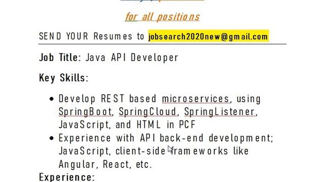 Job Java API Developer смотреть онлайн