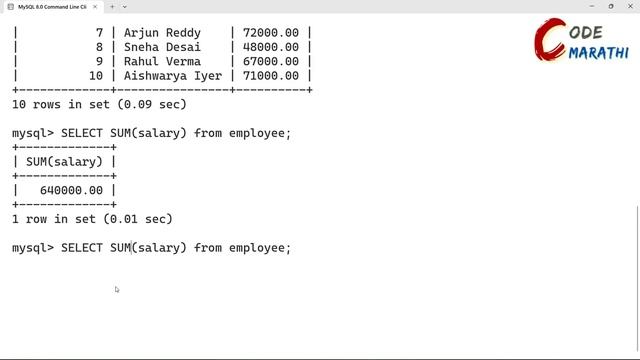 SUM and AVG Functions in SQL | SQL Tutorial For Beginners in Marathi #52 #sql смотреть онлайн