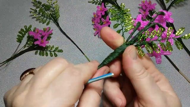 Бисероплетение. Дерево из бисера 1/2 часть. Жакаранда Дельта комнатная. Мастер класс. Пошаговый МК смотреть онлайн