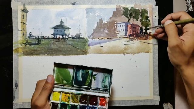 SUPER QUICK Watercolor Sketches. Watercolor painting for beginner смотреть онлайн